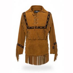 Native American Western Wear Brown Suede Leather Shirt