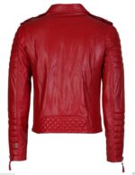 Red Quilted Leather Biker Jacket - Image 2