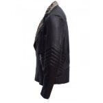 Black Studded Leather Biker Jacket