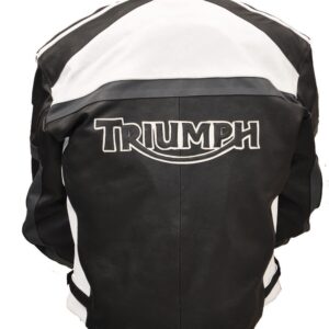TRIUMPH Motorcycle Leather Jacket In Black & White Color (2)