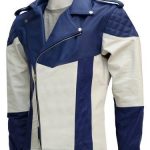 WHITE STRIP BIKER RACING JACKET