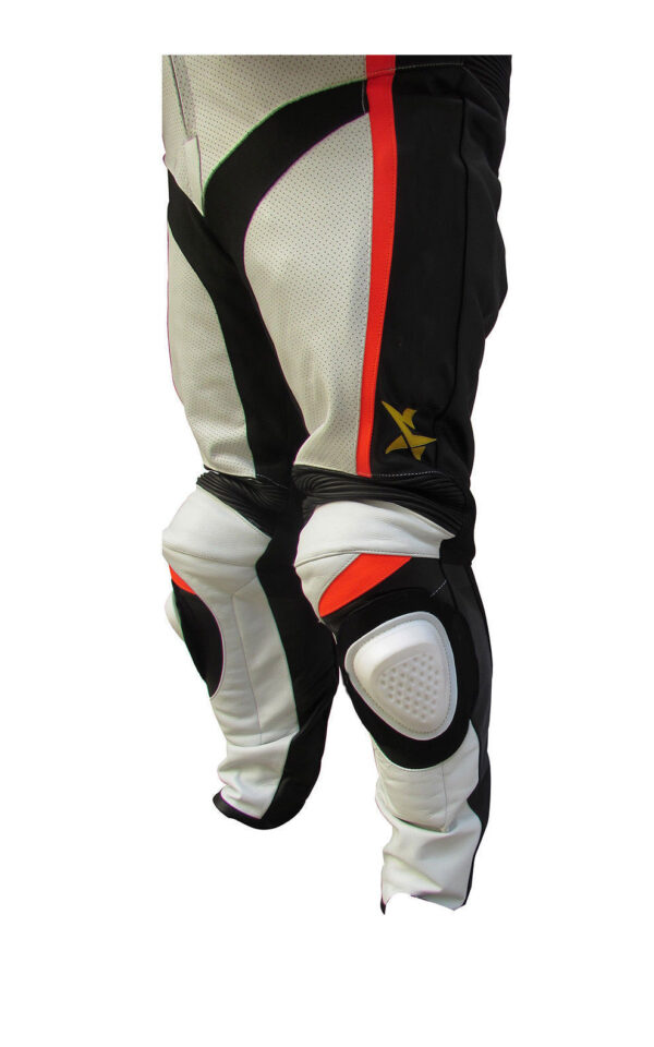 WHITE,BLACK Motorcycle Cowhide Leather Suit - Image 4