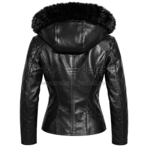 Women's Black Fur Hooded Jacket