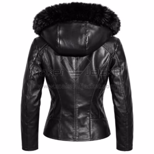 Women's Black Fur Hooded Jacket