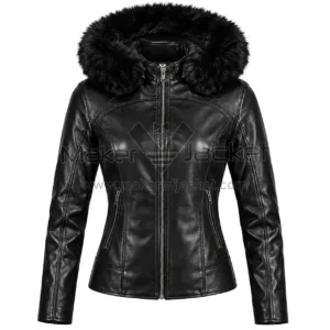 Women's Black Fur Hooded Jacket