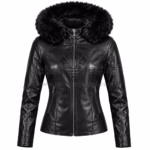 Women's Black Fur Hooded Jacket