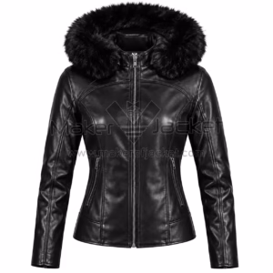 Women's Black Fur Hooded Jacket
