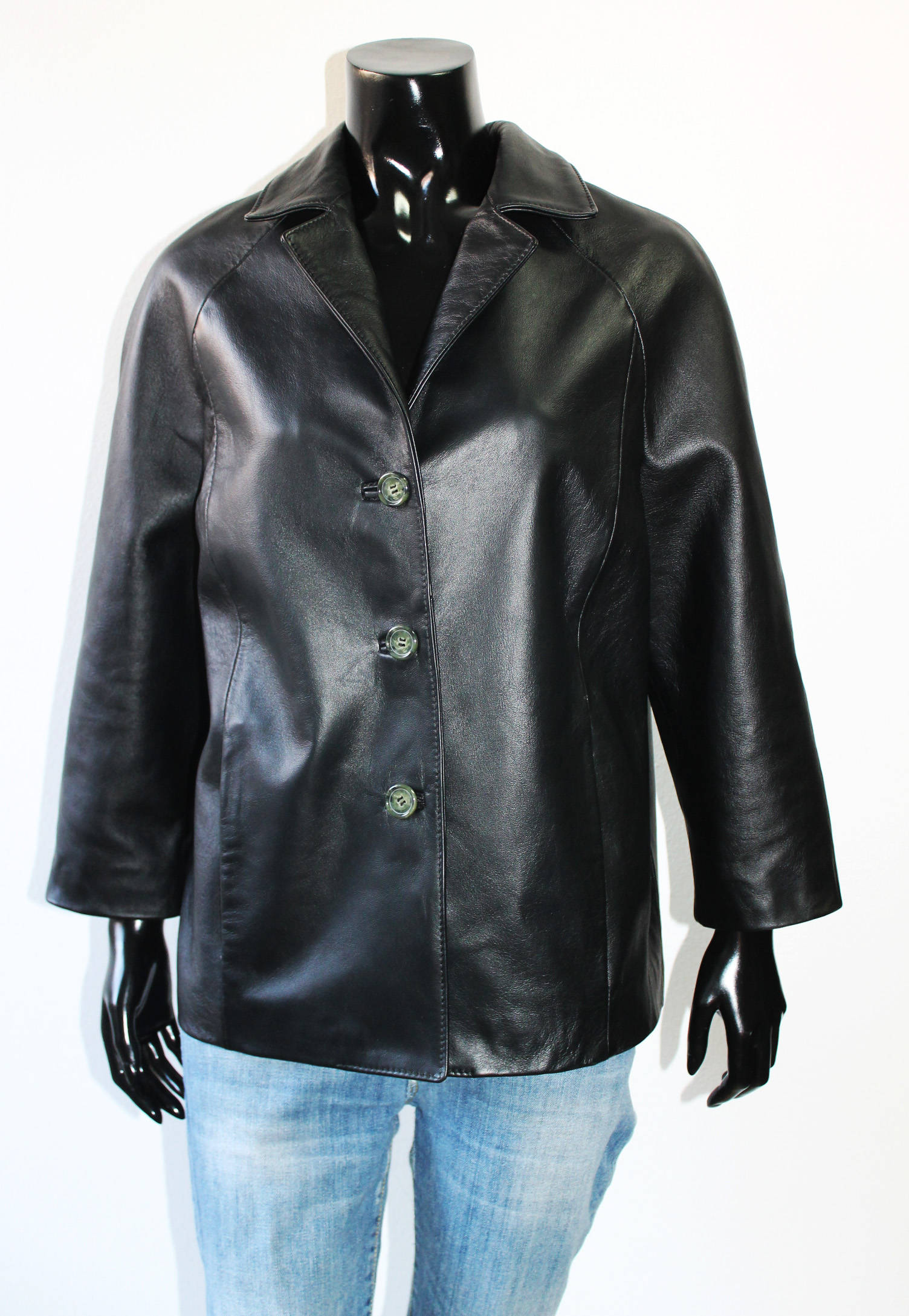 blazer jacket Black (1) Women's Black Blazer Leather Jacket