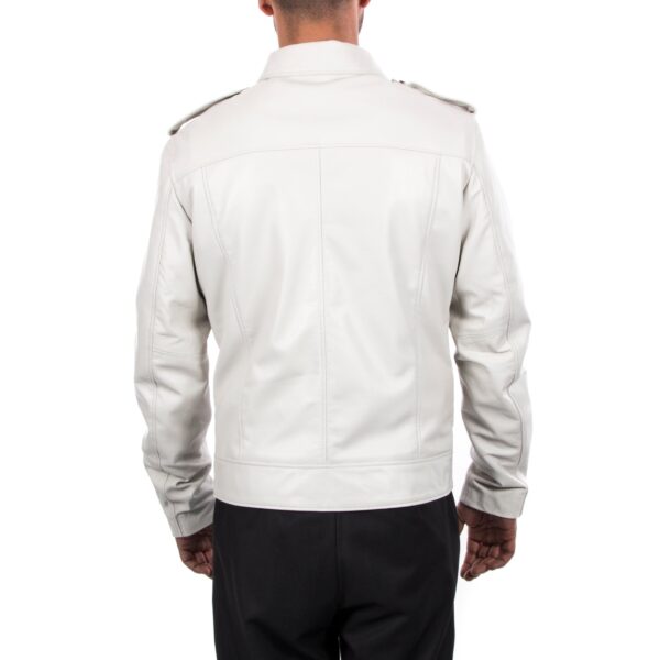 Men genuine lambskin leather biker jacket - Image 3