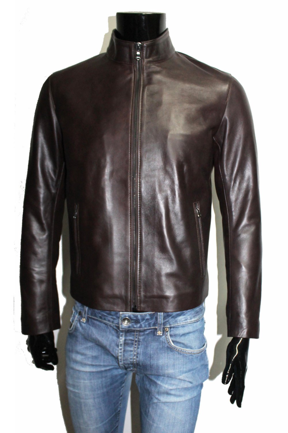 handmade-men-genuine-lambskin (1) Mahogany Brown Men leather jacket - Image 1