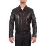 Men Dark brown lambskin genuine leather jacket