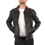 Men Dark brown lambskin genuine leather jacket - Image 4