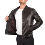 Men Dark brown lambskin genuine leather jacket - Image 6