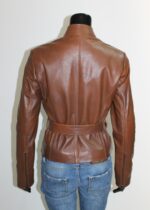 Brown distressed biker jacket Black
