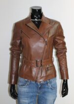 Brown distressed biker jacket