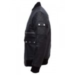 Black Bomber Leather Jacket - Image 3