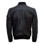 Black Bomber Leather Jacket - Image 2