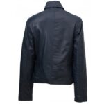 Ladies Dark Blue Biker Jacket - Image 3
