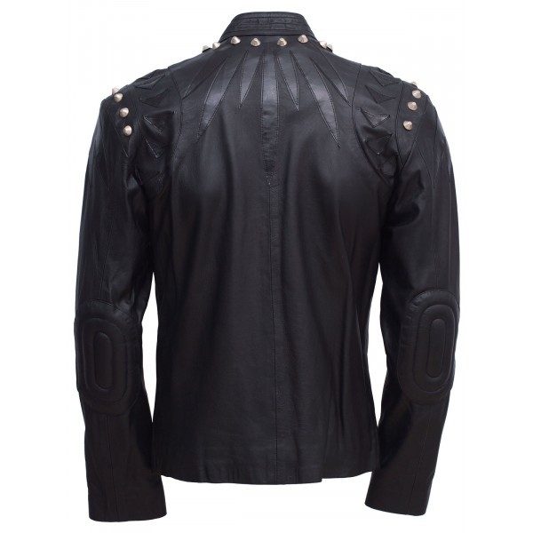 Studded Leather Jacket Men Black - Image 2