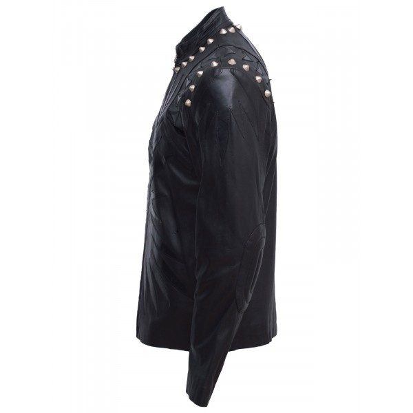 Studded Leather Jacket Men Black - Image 3