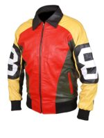 Men's 8 Ball Multi colored Bomber Leather Jacket