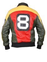 Men's 8 Ball Multi colored Bomber Leather Jacket