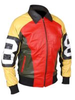Men's 8 Ball Multi colored Bomber Leather Jacket