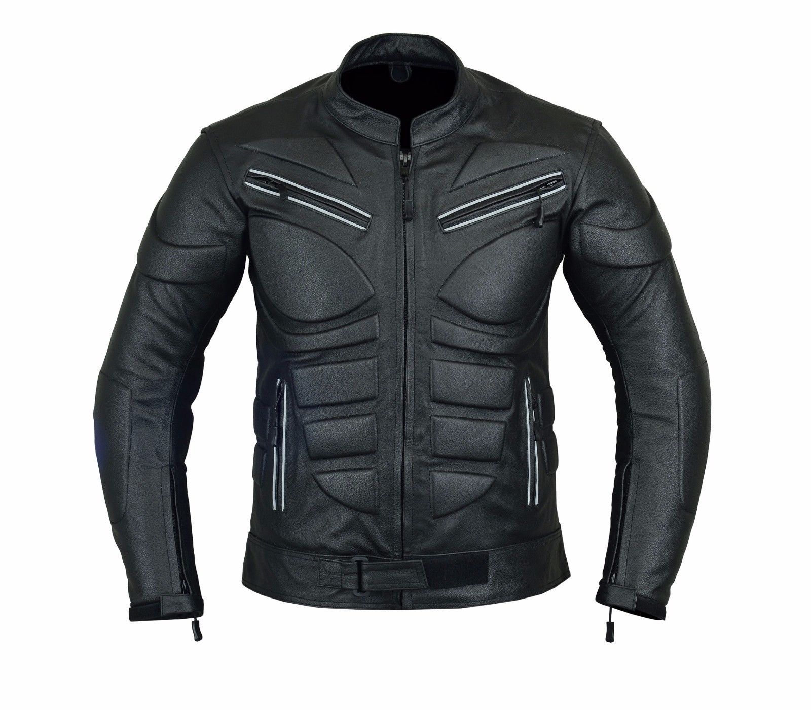 slim Fit Men's Black Leather Racing Jacket (2) BIKER BLACK JACKETS - Image 1