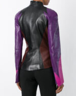 Color Block Vintage Flame Leather Jacket