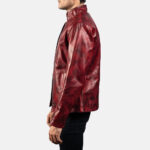 Alex Distressed Burgundy Leather Jacket Side