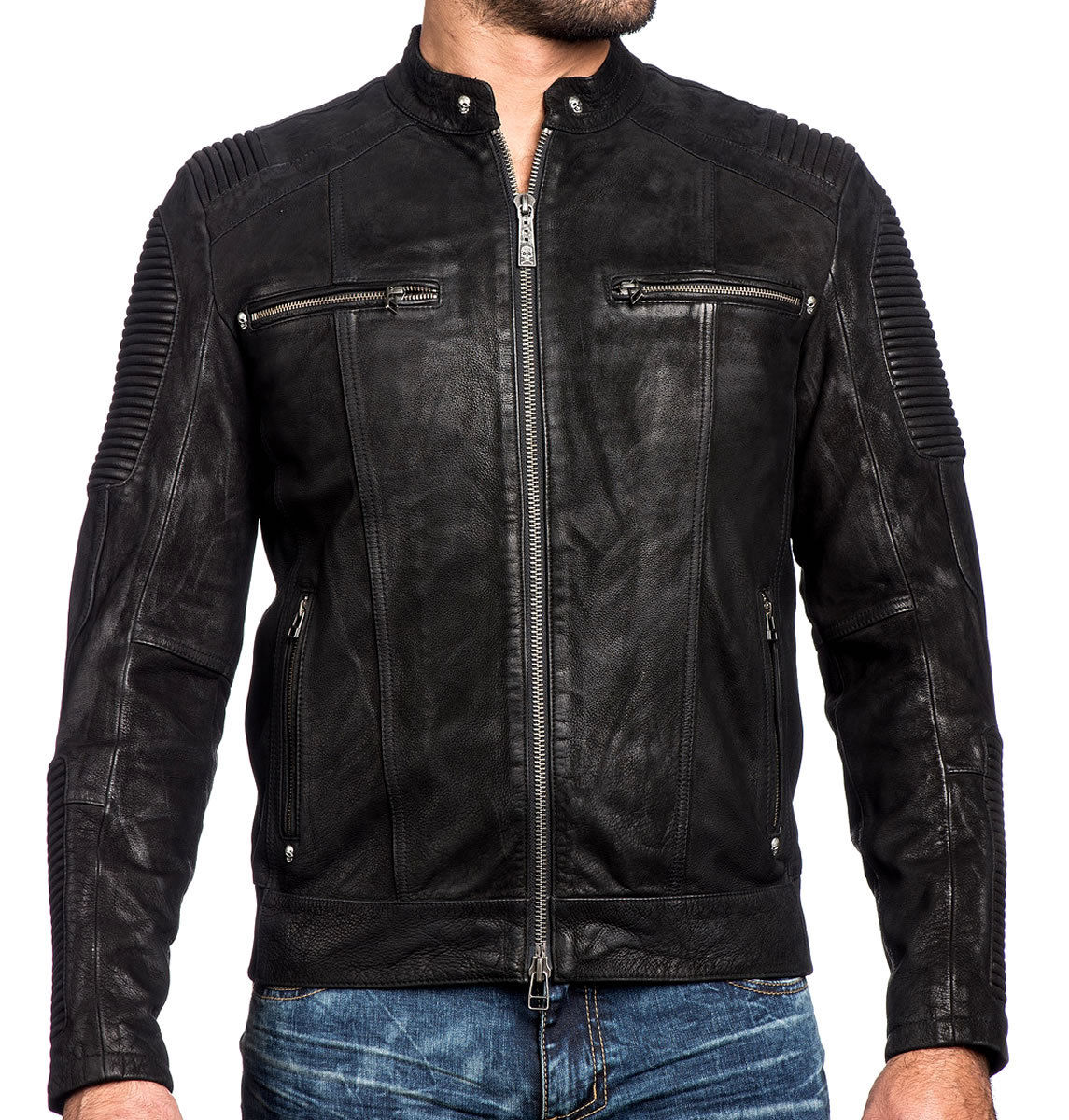 Black Premium - FURY ROAD - Men's Leather Biker Jacket - Moto - Black (1) Black Premium FURY Road Men's Leather Biker Jacket Moto Black - Image 1