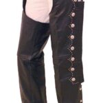 Black Scallop Trim Western Leather Chaps