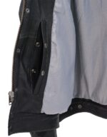 Black Vintage Leather Jean Jacket with Dual CCW Pockets - Image 4
