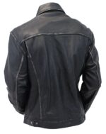 Black Vintage Leather Jean Jacket with Dual CCW Pockets - Image 3