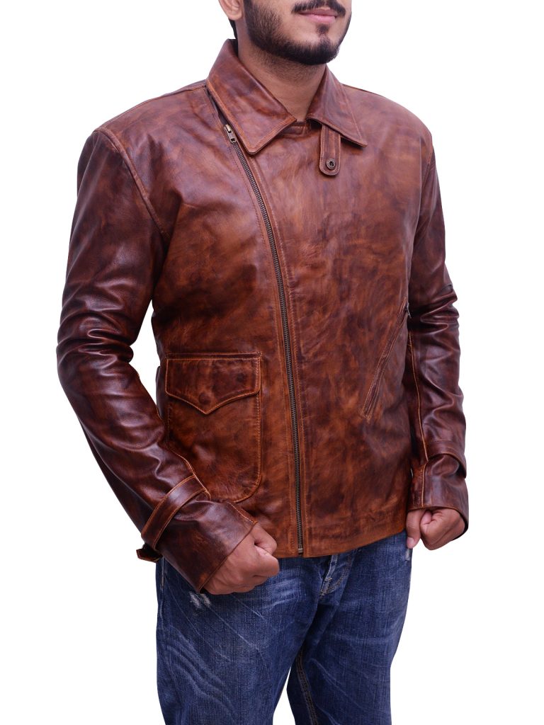 Steve Rogers Biker Style Brown Vintage Leather Jacket Men's