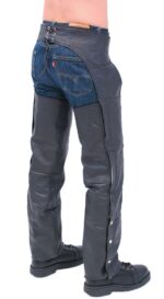Versatile classic motorcycle chaps with zip-out linings for customizable wear