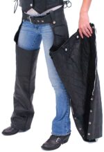 Premium classic motorcycle chaps with zip-out lining for adjustable comfort