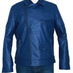 Dark Blue Waxed Motor Biker Jacket