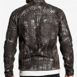 Evident Men's Leather Biker Jacket Moto New Stone Washed Black