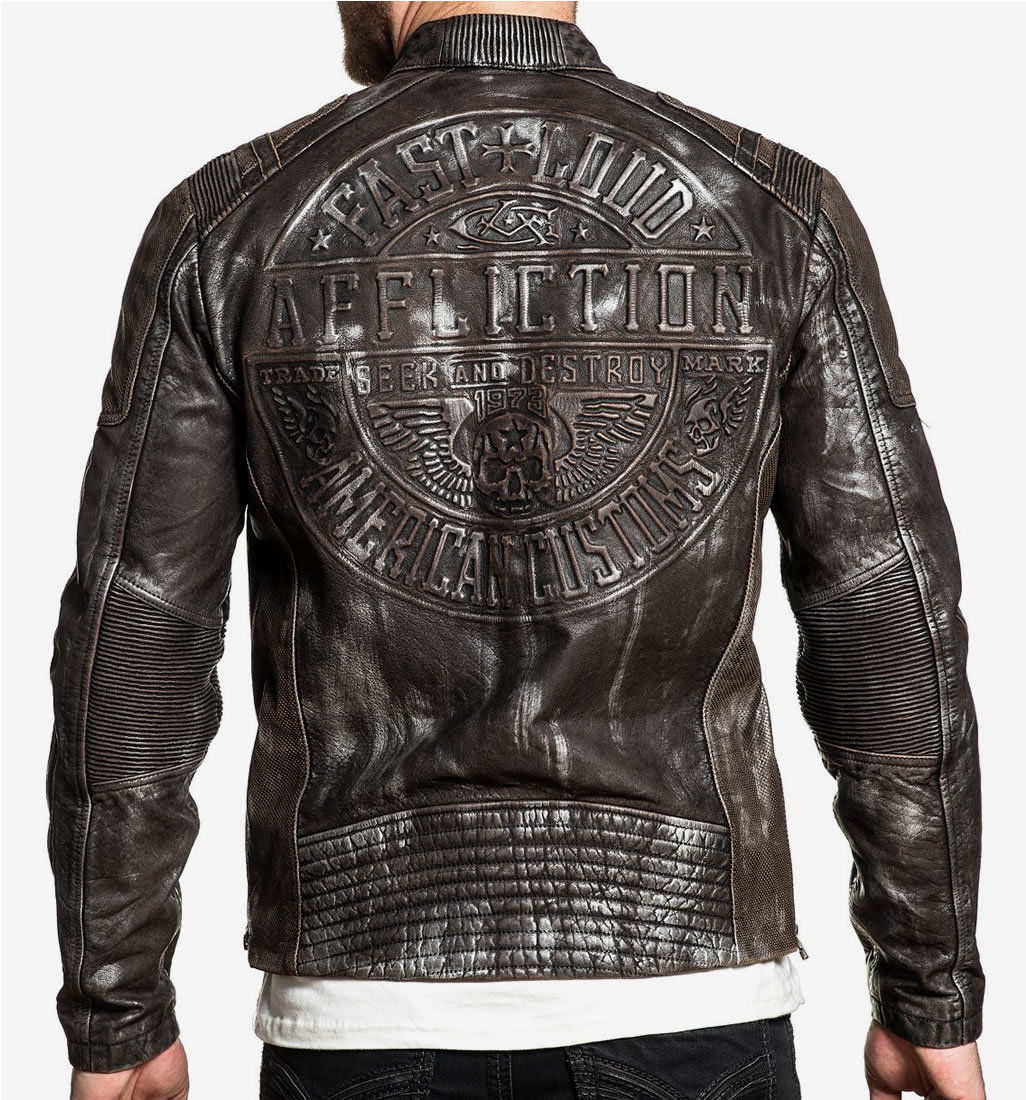 EVIDENT - Men's Leather Biker Jacket MOTO NEW - Stone Washed Black (3) Evident Men's Leather Biker Jacket Moto New Stone Washed Black - Image 1