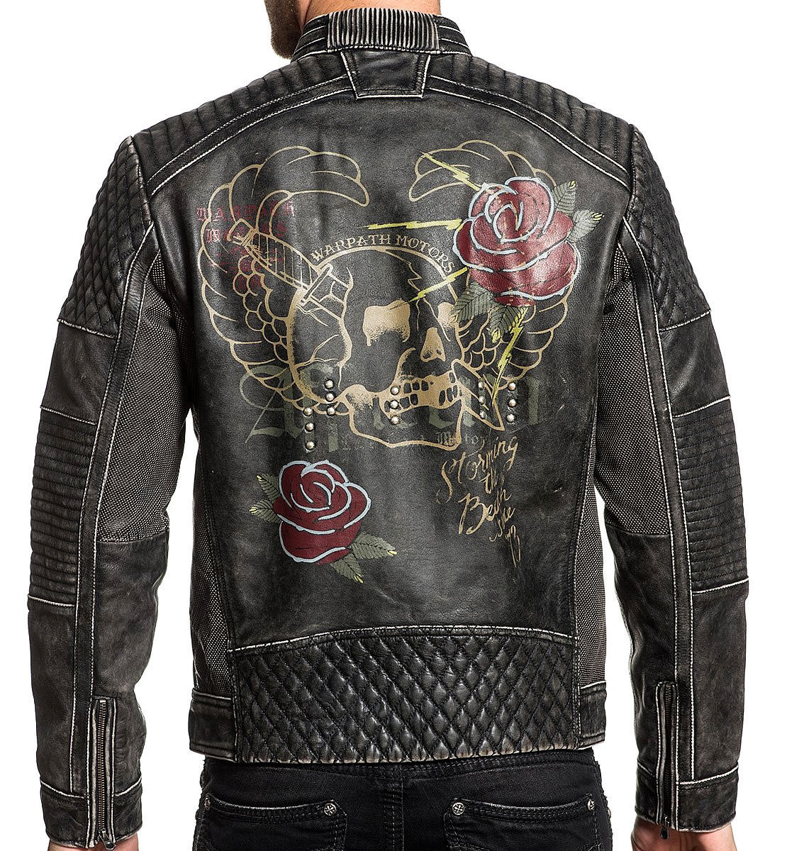 FAST MOTORS - Men's Leather Biker Jacket MOTO - Vintage Black (1) Fast Motors Men's Leather Biker Jacket Moto Vintage Black - Image 1