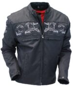 Black Heavy Nylon Skull Jacket CCW Pocket & Reflector Skulls