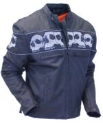 Blue Heavy Nylon Skull Jacket CCW Pocket & Reflector Skulls