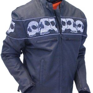 Blue Heavy Nylon Skull Jacket CCW Pocket & Reflector Skulls