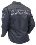 Black Heavy Nylon Skull Jacket CCW Pocket & Reflector Skulls - Image 2