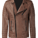 MEN QUILTED CREASED LEATHER JACKET