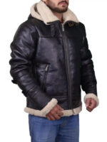 Men’s Black B3 Bomber Aviator Shearling Leather Jacket