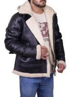 Men’s Black B3 Bomber Aviator Shearling Leather Jacket