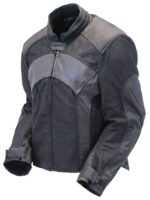Men's Leather & Mesh Reflector Racer Motorcycle Jacket Armor - Image 2