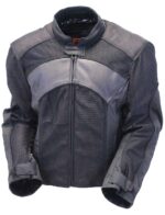 Men's Leather & Mesh Reflector Racer Motorcycle Jacket Armor